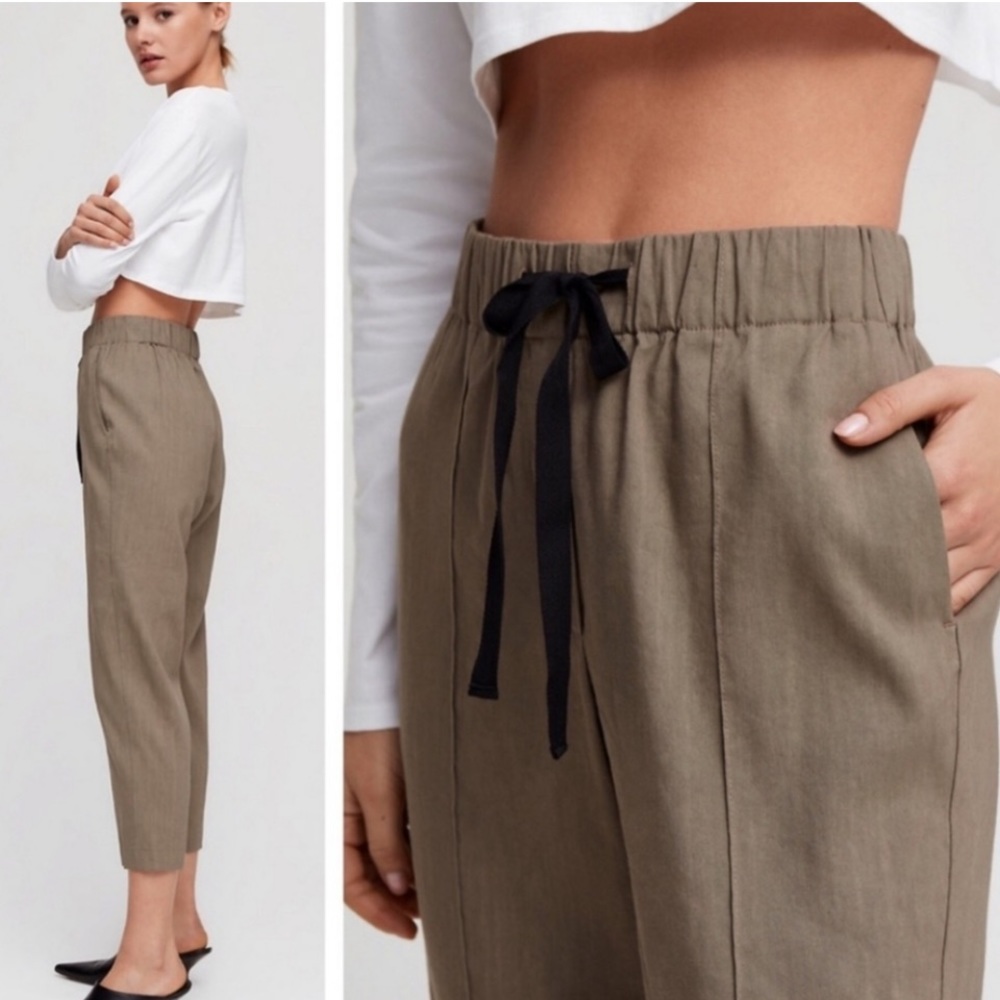 Aritzia Babaton Drawstring Linen Pants - image 1